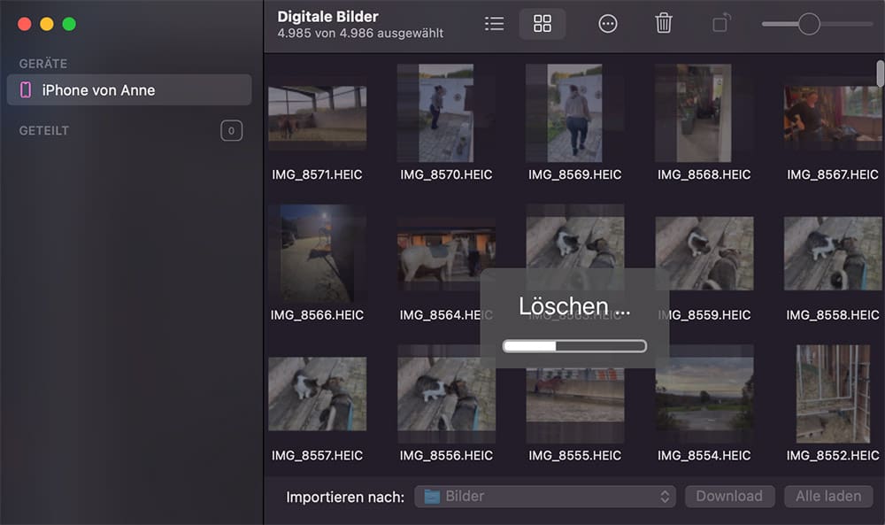 Fotos vom iPhone löschen via Digitale Bilder