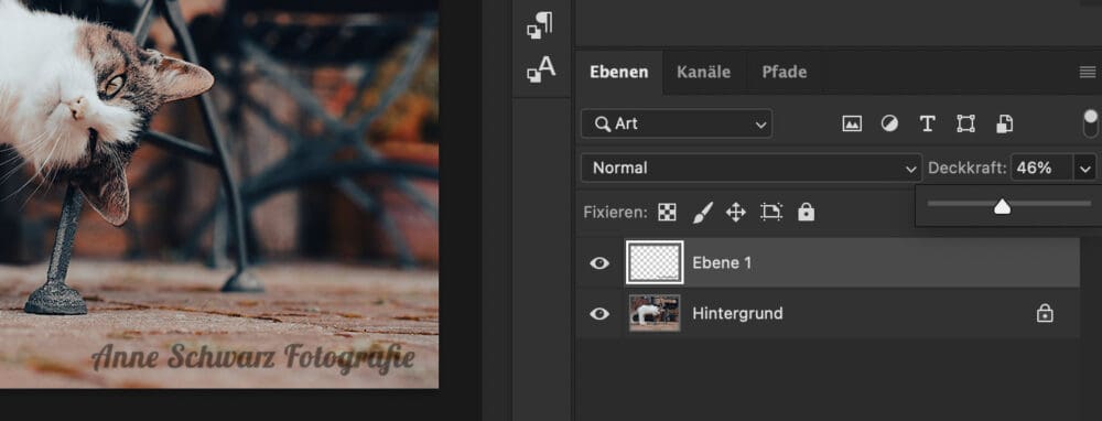 Deckkraft einer Ebene verringern in Photoshop
